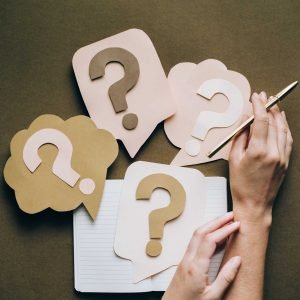 question marks on cards