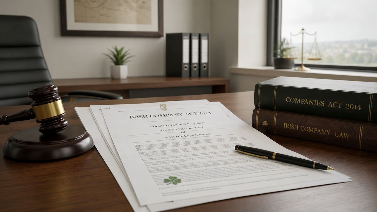 A wooden gavel rests next to legal documents and law books on an office desk.
