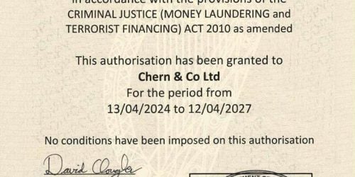 Certifiacate of authorisation to operate as a trust or company service provider
